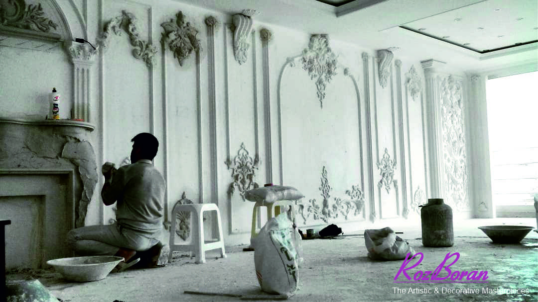 اجرای هنر گچبری دستی کلاسیک رزبران
