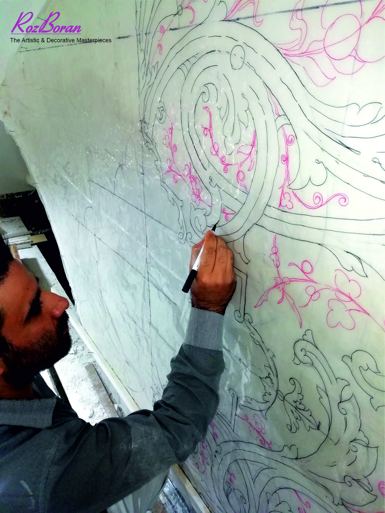 طراحی طرح گچبری نمای ایوان