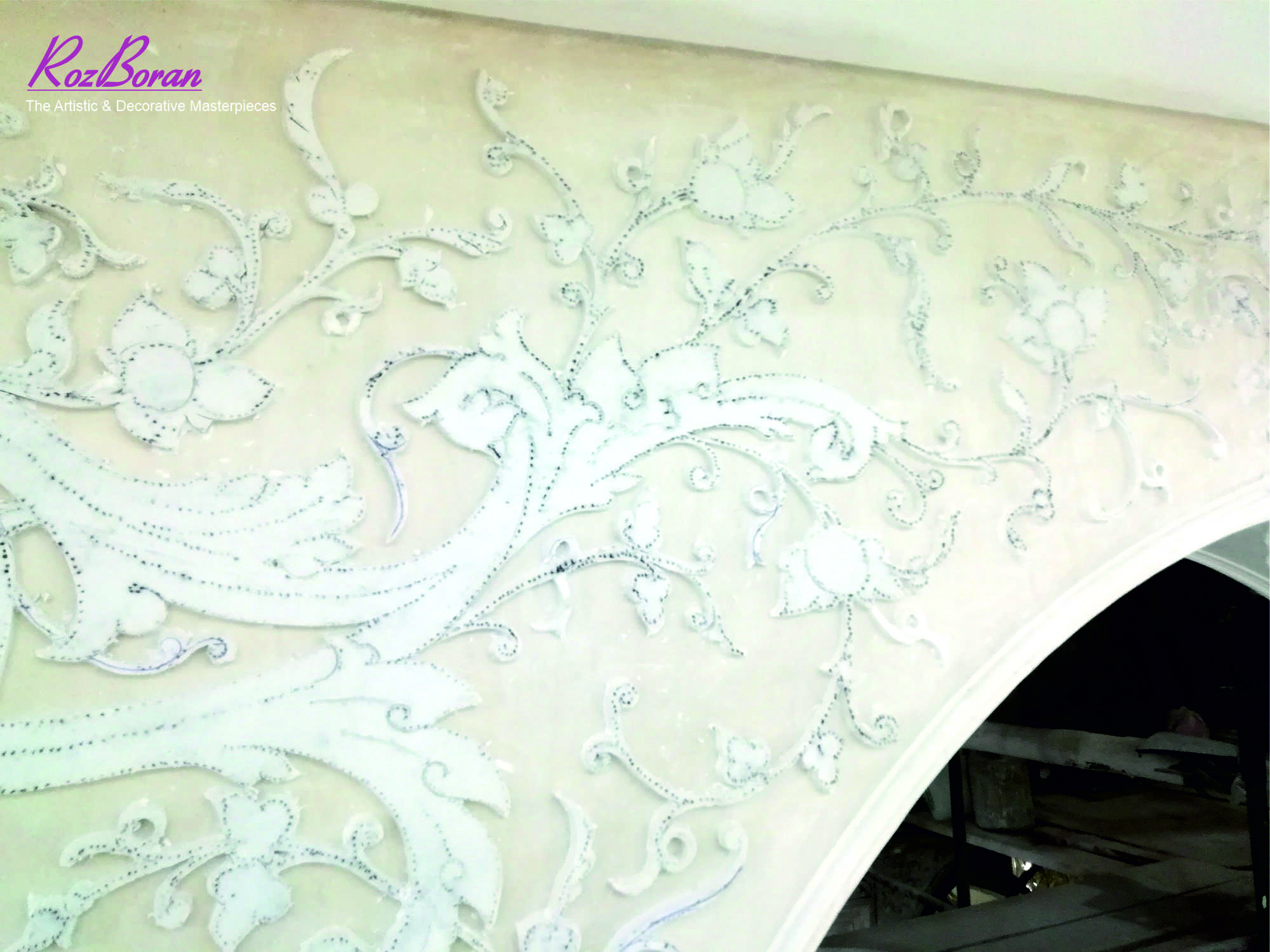 لطافت شاخه گل های طرح گچبری