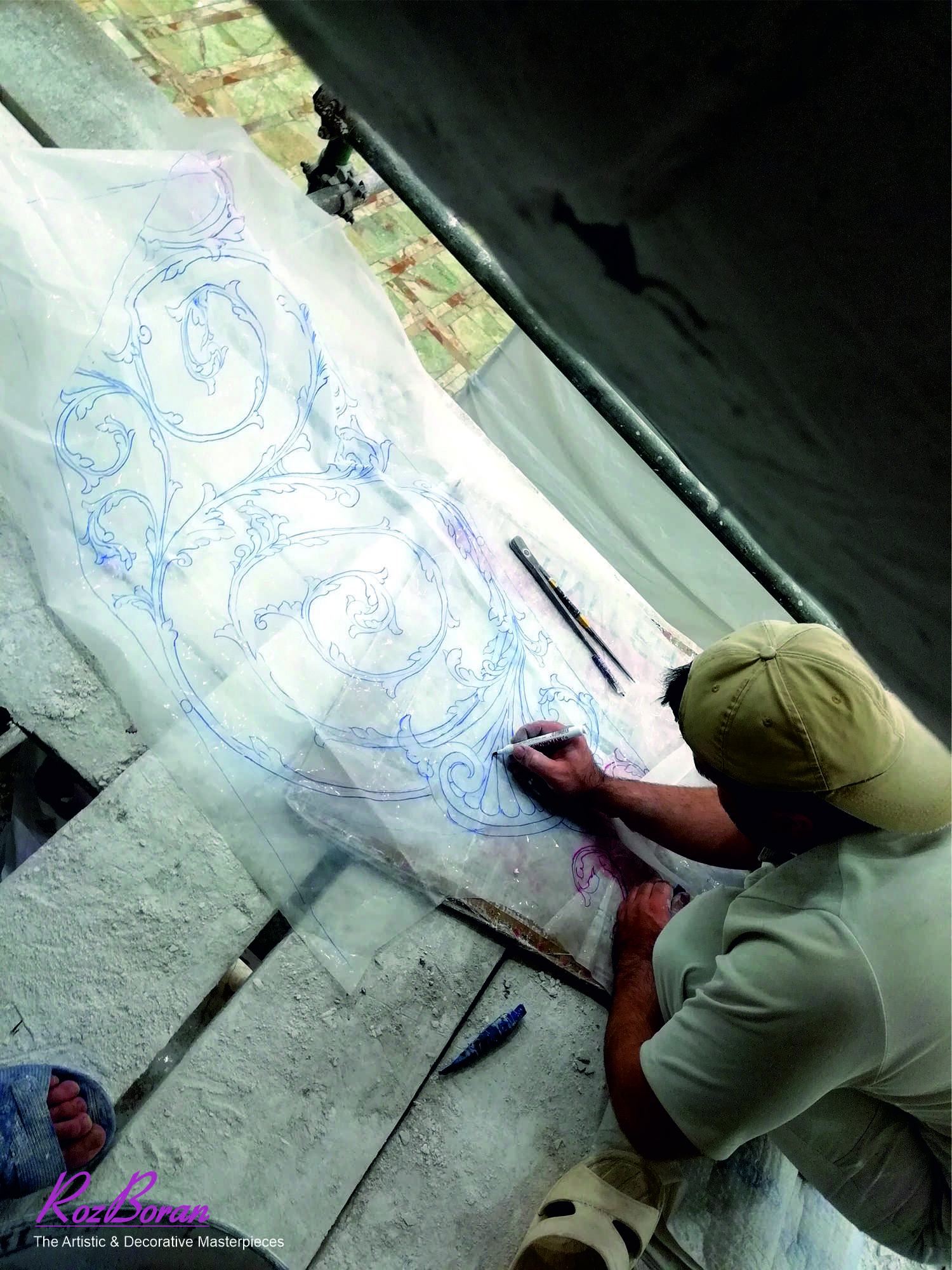 طراحی طرح گچبری زیر آرک مرکزی ورودی